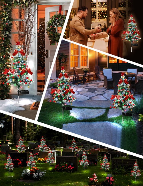 Last Day Promotion!๐Solar Christmas Tree Stake Light-Air Express Transportโ๏ธLimited Stock!