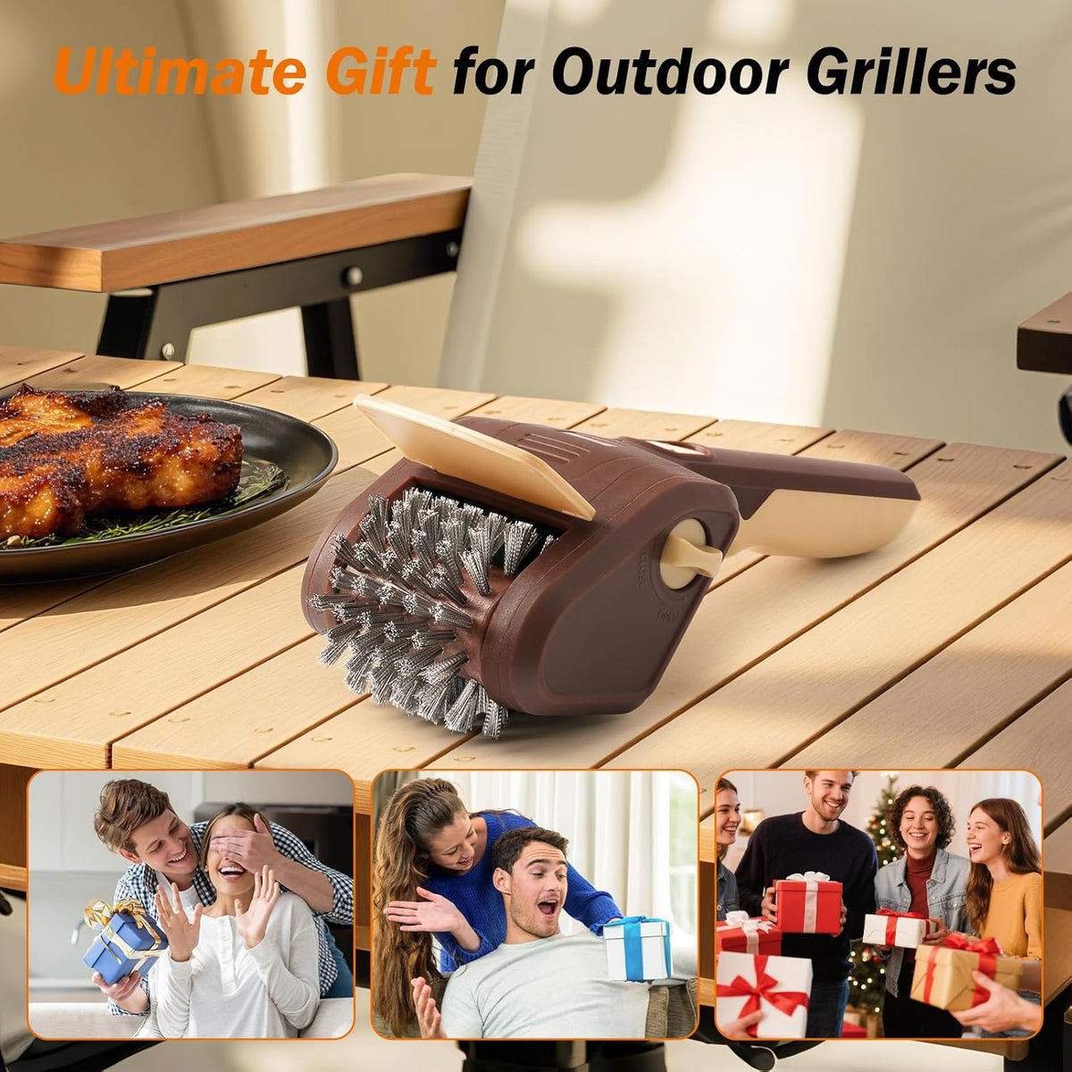 Electric Grill Brush for Outdoor Grill, Cordless Electric Grill Cleaner,