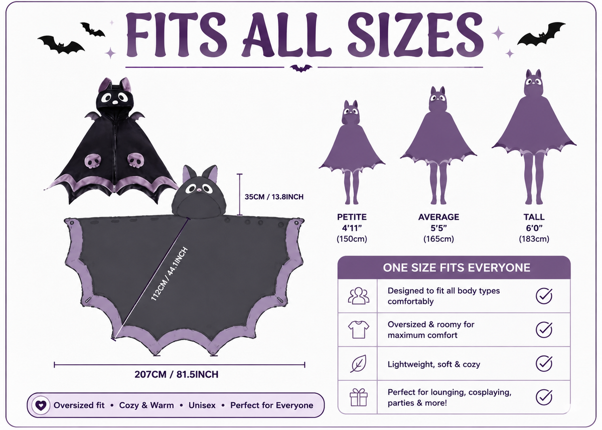 Bat Hooded Onesie Blanket – Cozy Wearable Cape