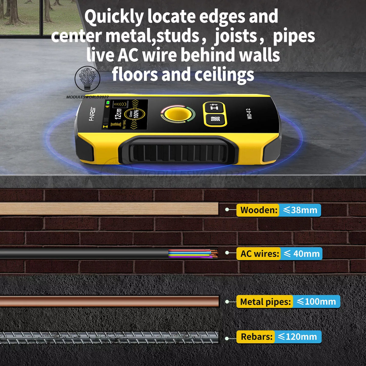 FNIRSI WD-02 Metal Detector & Wall Scanner – Detect AC Live Wires, Metal, and Wood Studs