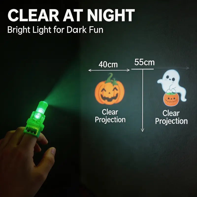 Halloween LED Finger Projection Lights – 8/16/24-Piece Party Favor Sets