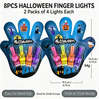 Halloween LED Finger Projection Lights – 8/16/24-Piece Party Favor Sets