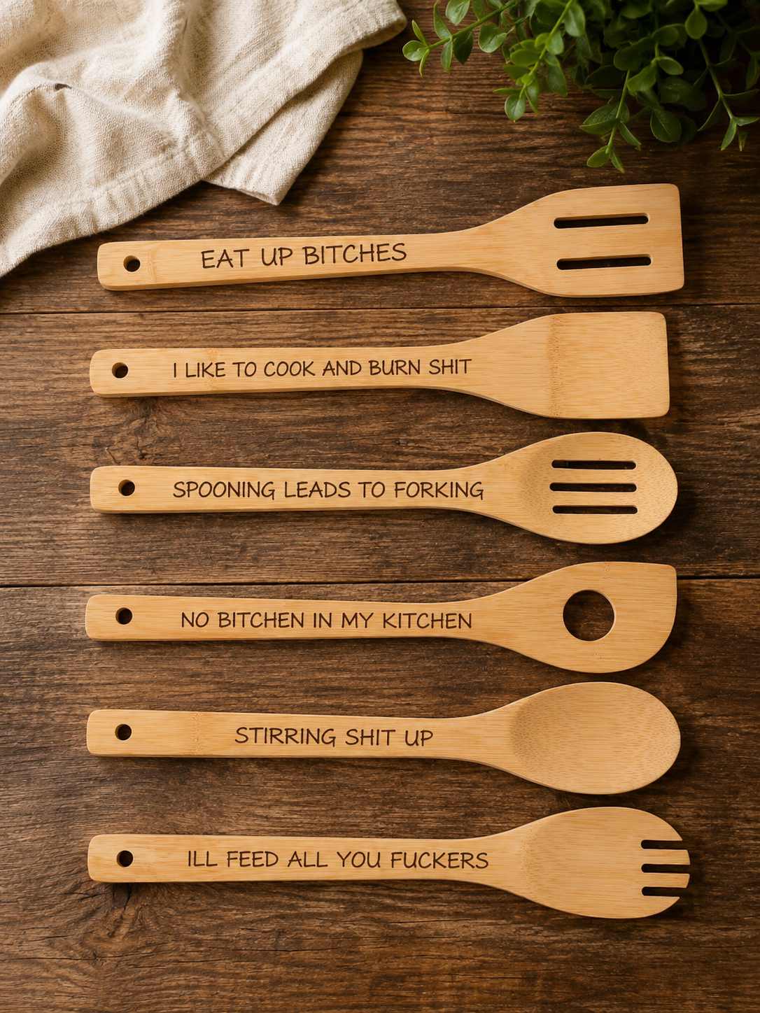 Sass & Serve 6-Piece Bamboo Kitchen Utensil Set