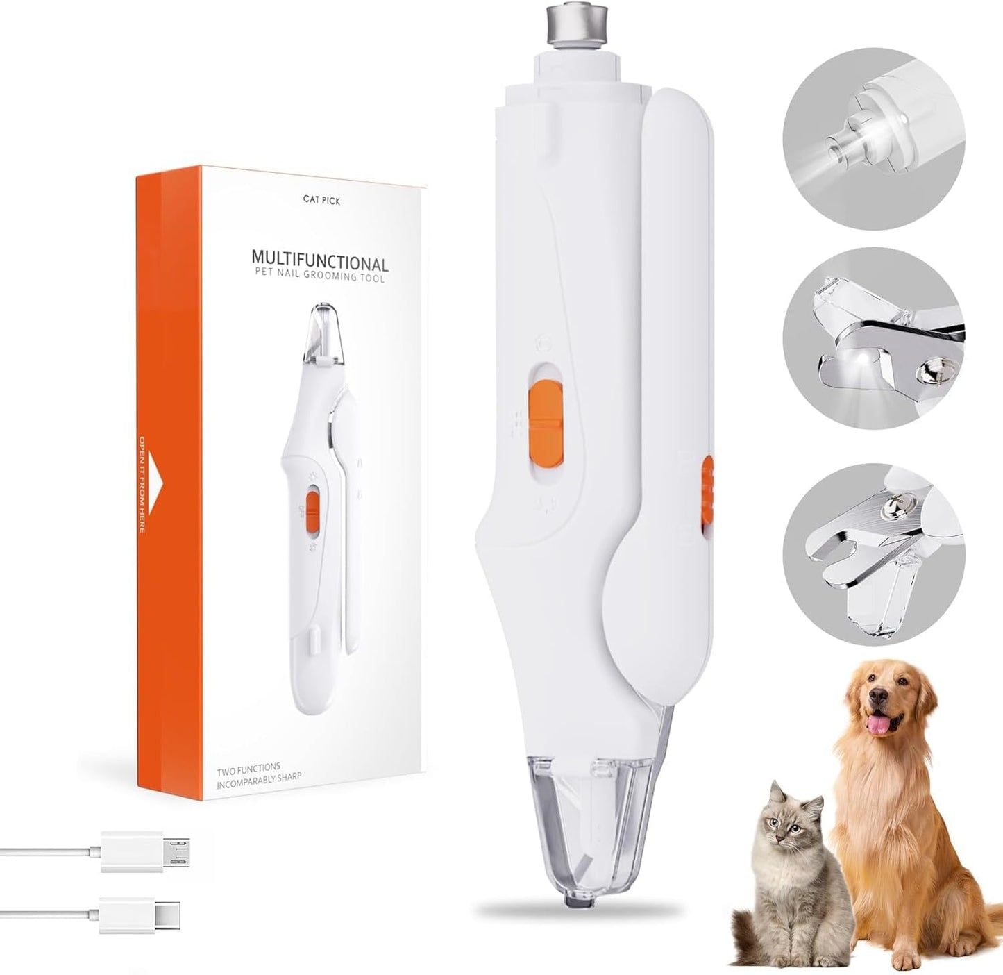 GlowTrim 3-in-1 LED Nail Clippers with Grinder for Cats & Dogs