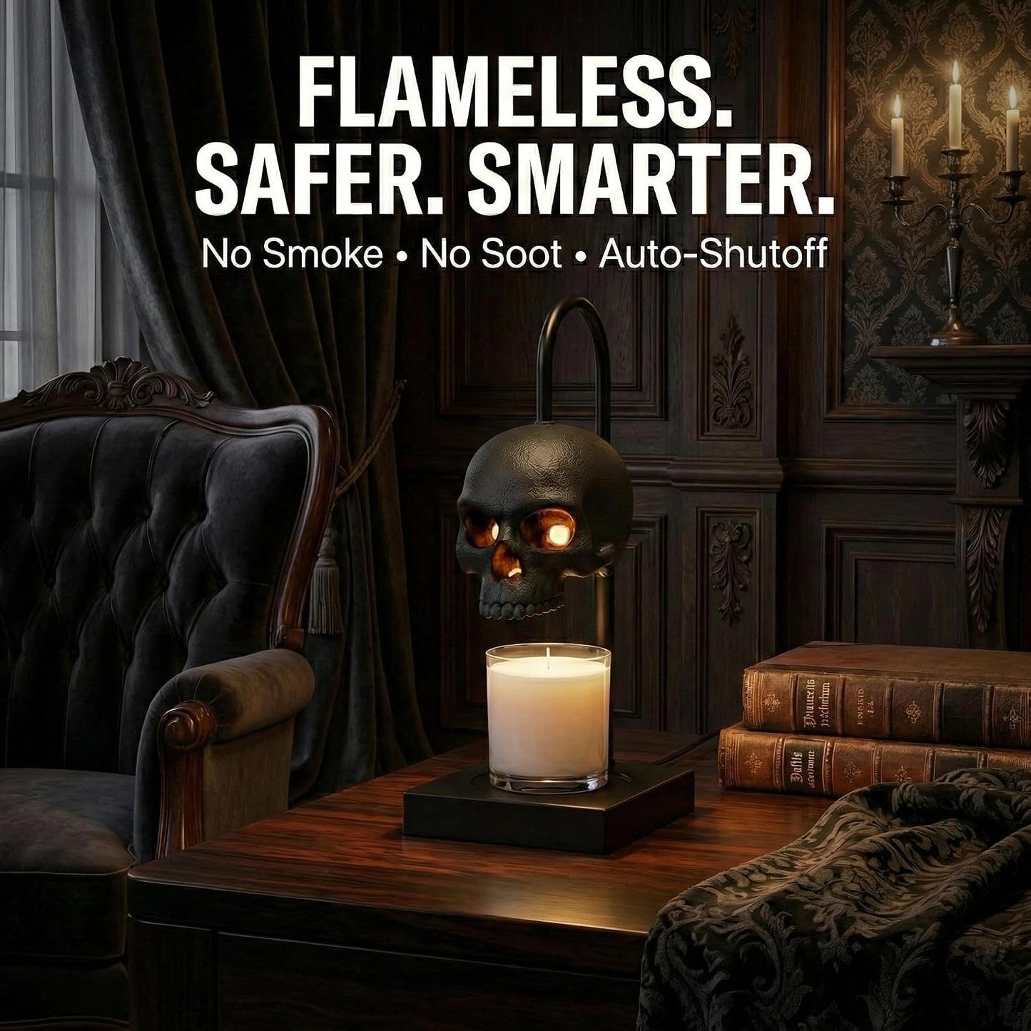 SkullGlow™ Gothic Candle Warmer Lamp