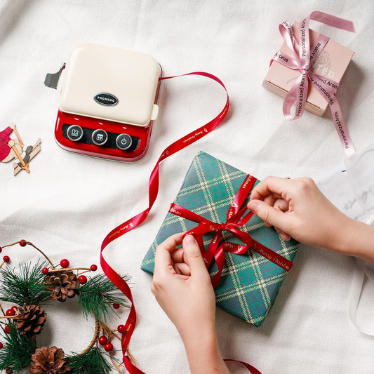Phomemo P15 Ribbon Label Printer – Mini Bluetooth Portable Label Maker for Custom Text & Icons, Ideal for Gifts, Christmas Decor, Cloth Tags, DIY Crafts, Weddings & Party Favors