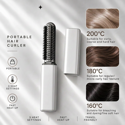 Curliva – 4-in-1 Wireless Mini Hair Curler & Styling Brush | Rechargeable Ceramic Hair Styler