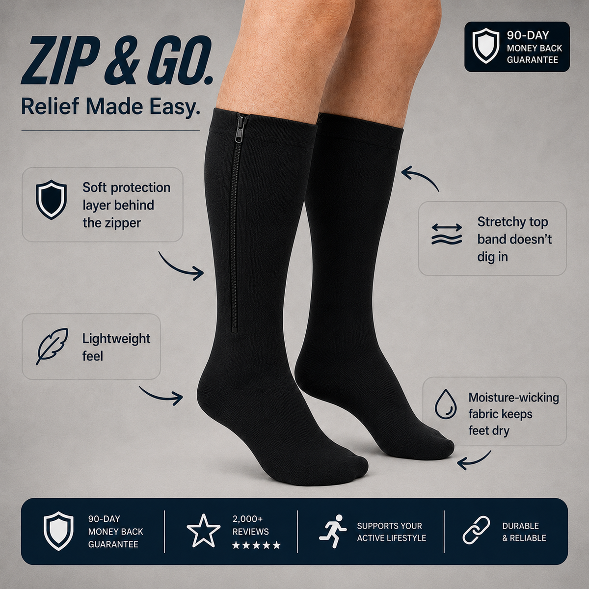 EaseZip Compression Socks