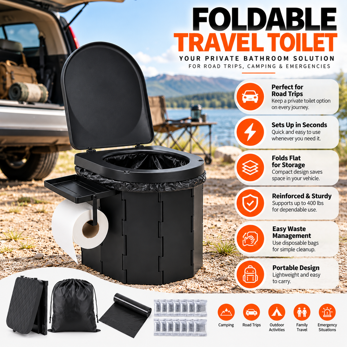 Foldable Travel Toilet 🚽