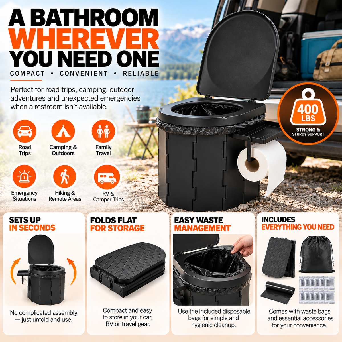 Foldable Travel Toilet 🚽