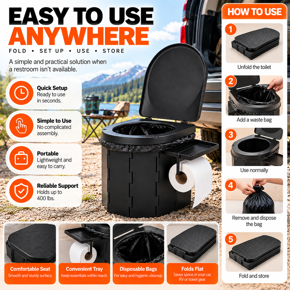 Foldable Travel Toilet 🚽