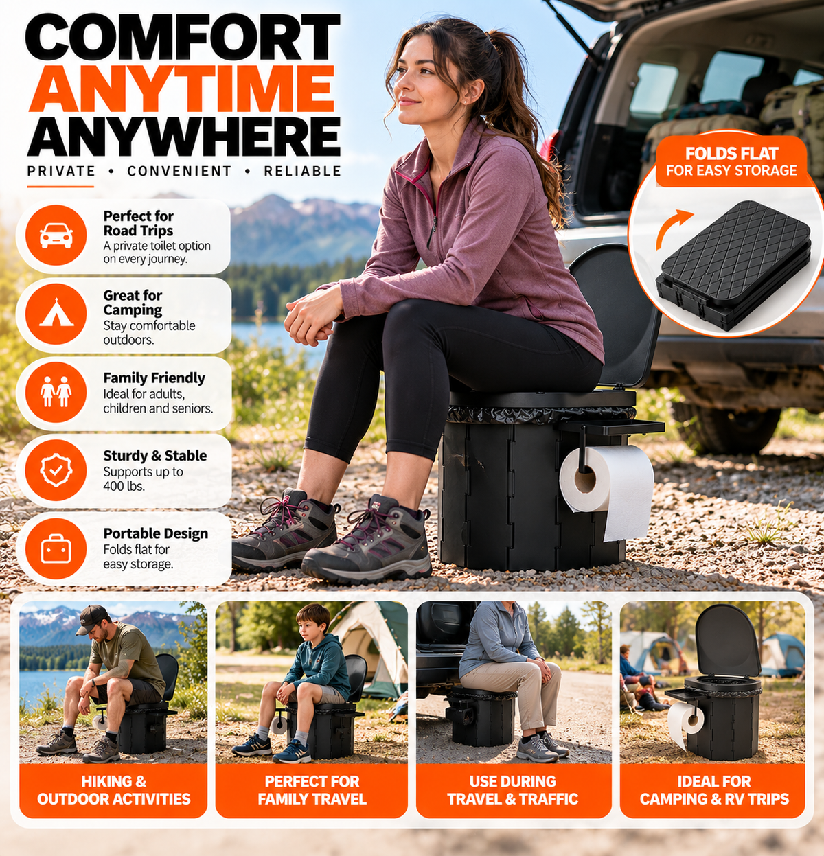 Foldable Travel Toilet 🚽