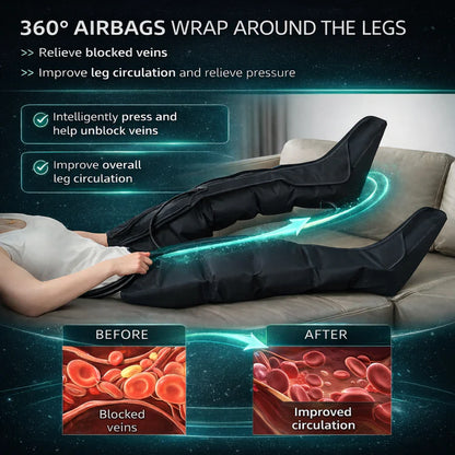 Air Compression Leg Massager for Circulation, Recovery & Pain Relief