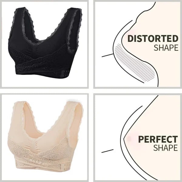 🏆LAST DAY SALE 50% OFF – Comfy Corset Bra Front Cross Side Buckle Lace Bras🎁