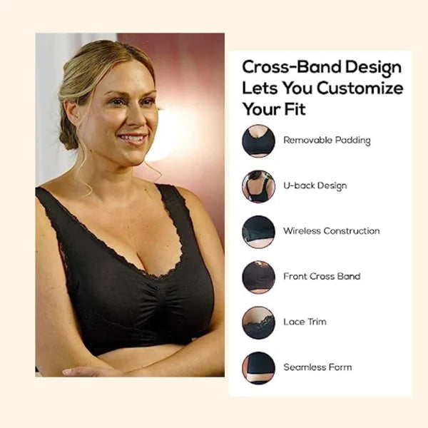 🏆LAST DAY SALE 50% OFF – Comfy Corset Bra Front Cross Side Buckle Lace Bras🎁