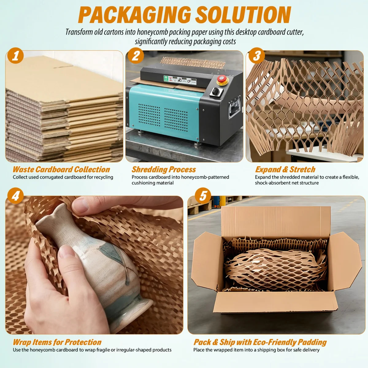 EcoPack Pro Honeycomb Packing Machine & Cardboard Shredder – 350mm
