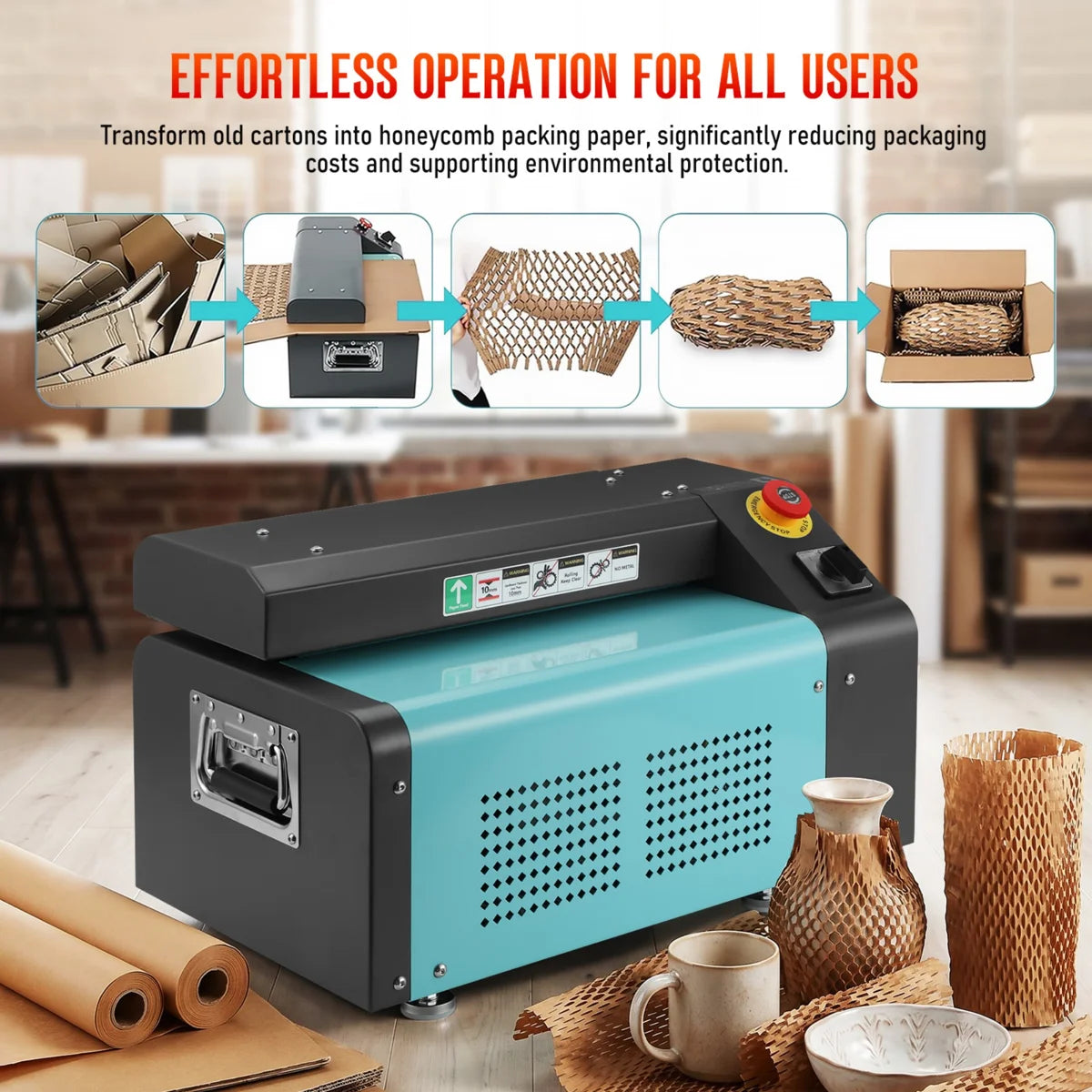 EcoPack Pro Honeycomb Packing Machine & Cardboard Shredder – 350mm