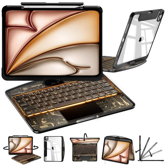 Y2K Transparent 360° Rotating iPad Keyboard Case