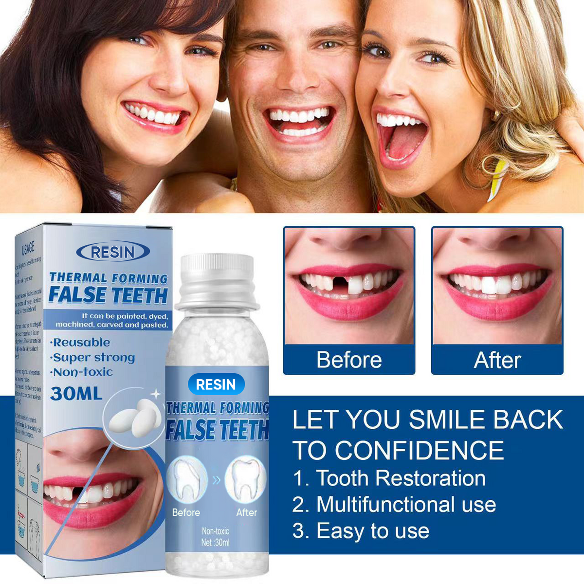 💝Removable and reusable resin dental filling artifact💝