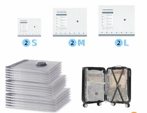 Travel Compression Vacuum Bags with Pump Combo
