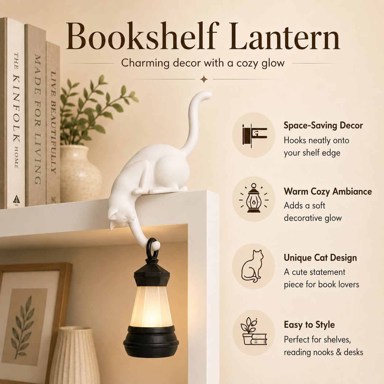 Hanging Cat Shelf Lantern