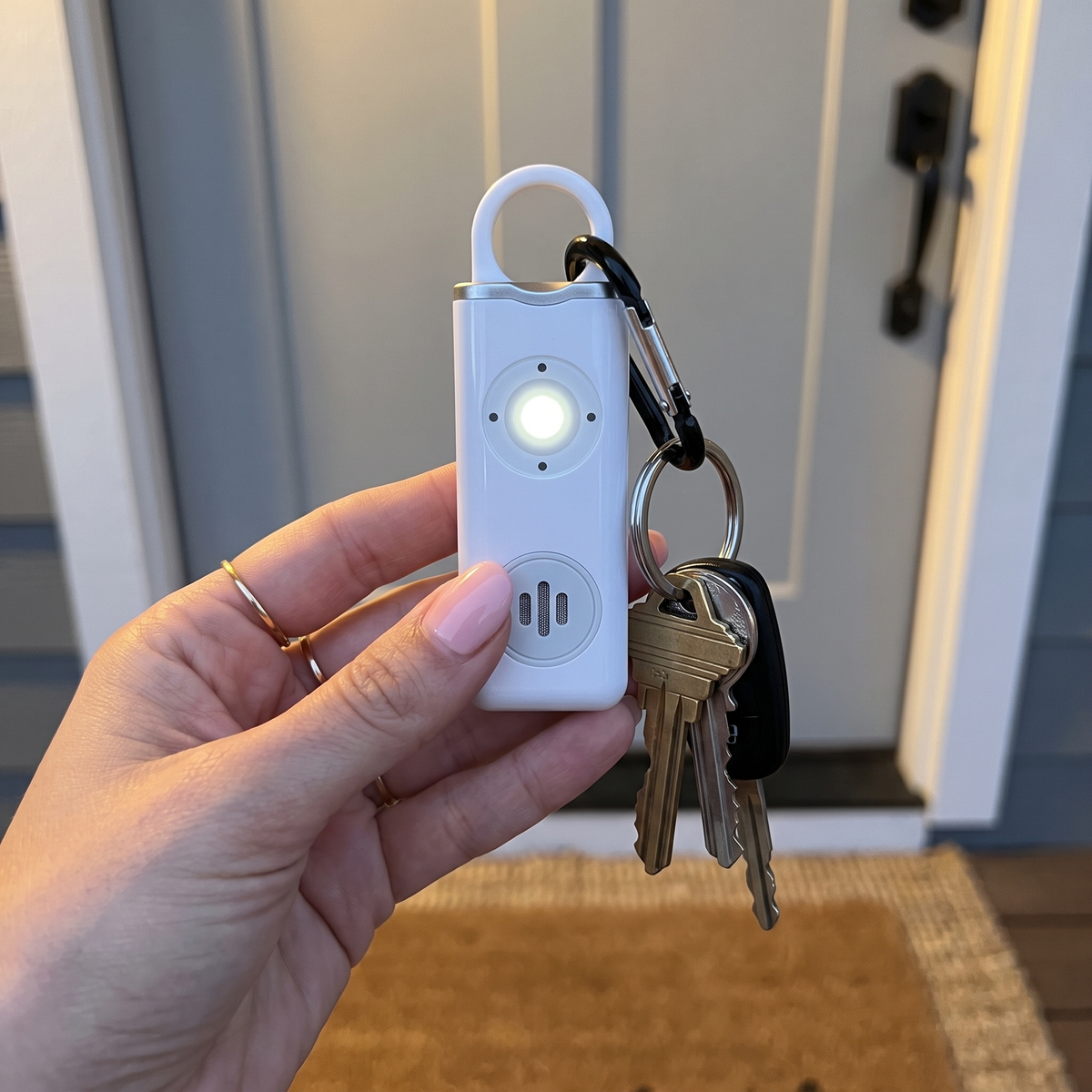 SafeLume – 130dB Personal Safety Alarm Keychain with Flashing Strobe Light | USB-C Rechargeable
