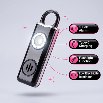 SafeLume – 130dB Personal Safety Alarm Keychain with Flashing Strobe Light | USB-C Rechargeable