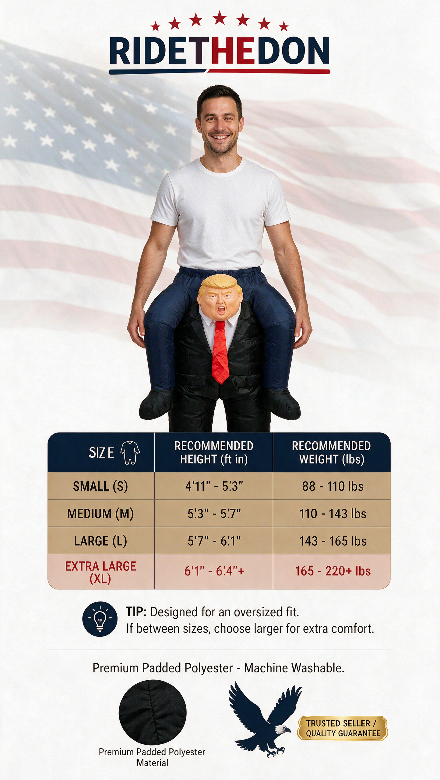 DonRide Inflatable Presidential Costume