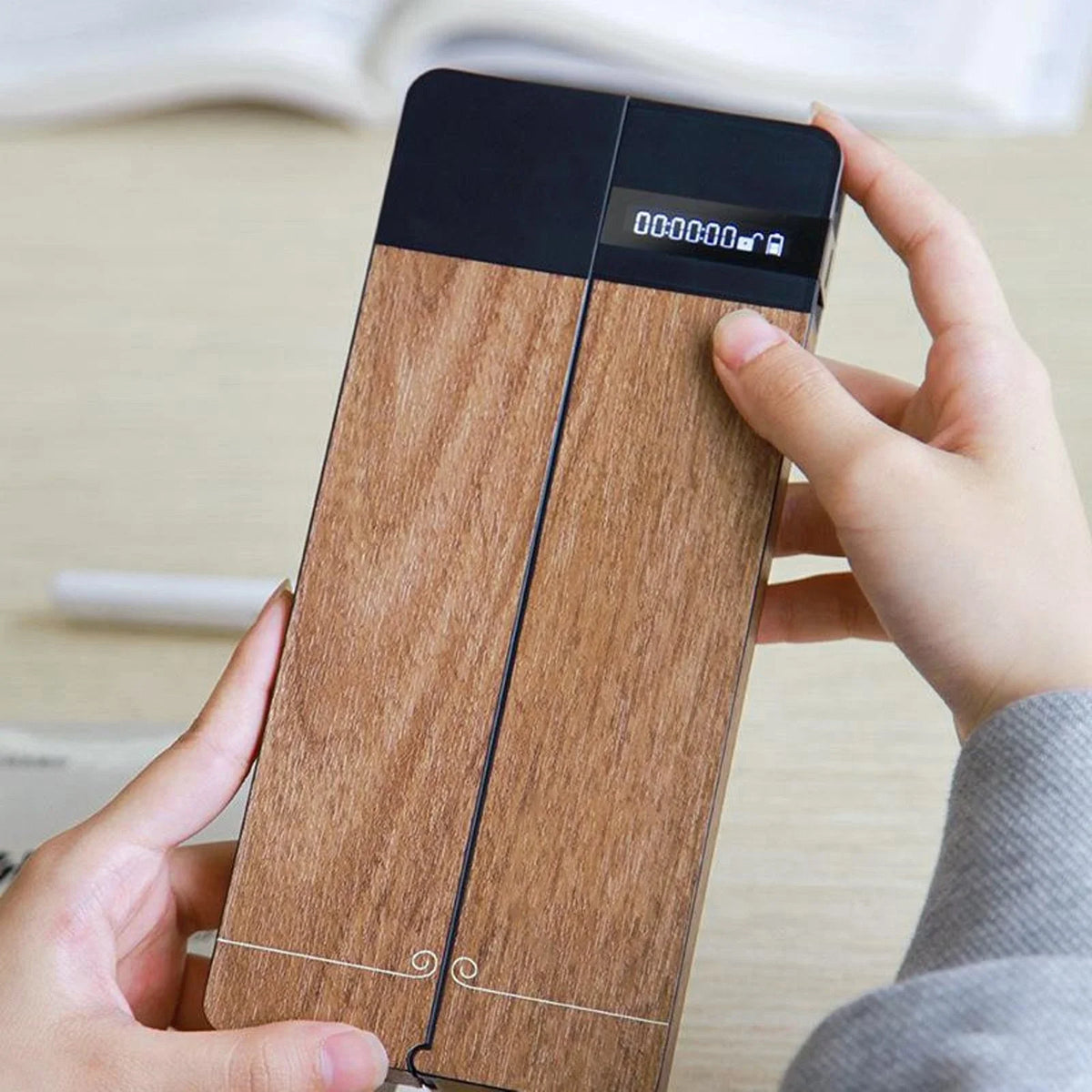 Timer Lockbox Phone Cell Phone Lock Box Opaque Frame Phone Timer Lock Box Wood Grain Textu ...