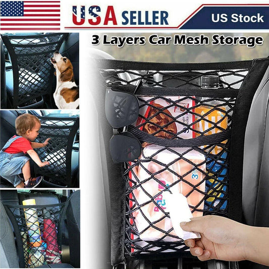 3 Layer Car Storage Net Bag Cargo Elastic Seat Mesh Organizer Holder Pocket US